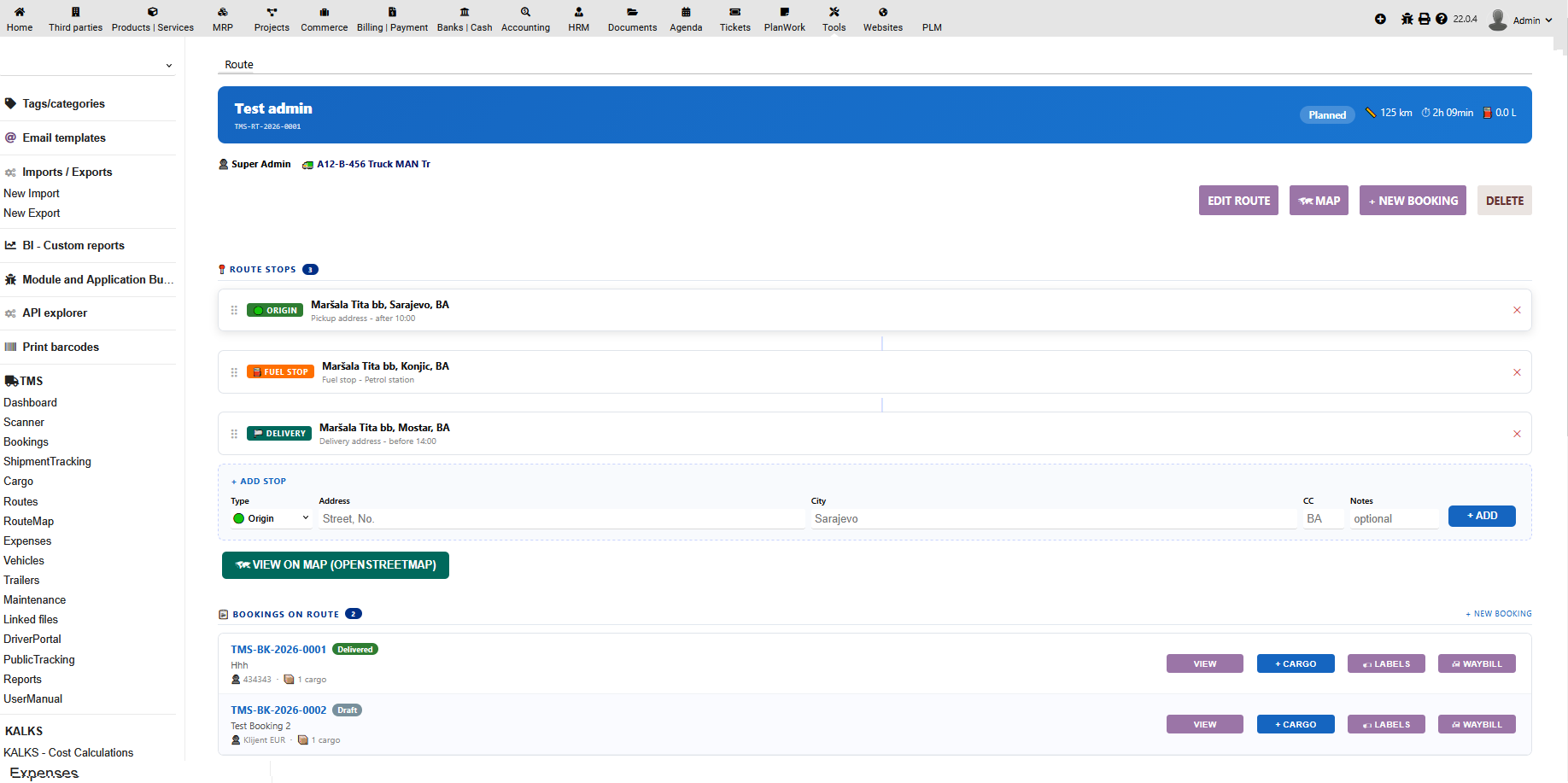 Dolibarr ERP Transport Management System