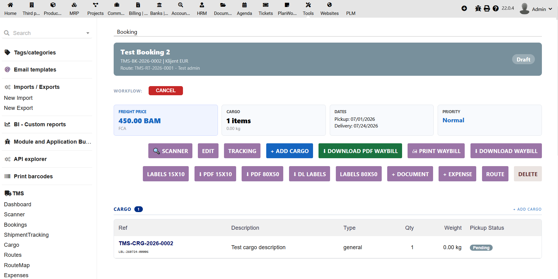 Dolibarr ERP Transport Management System