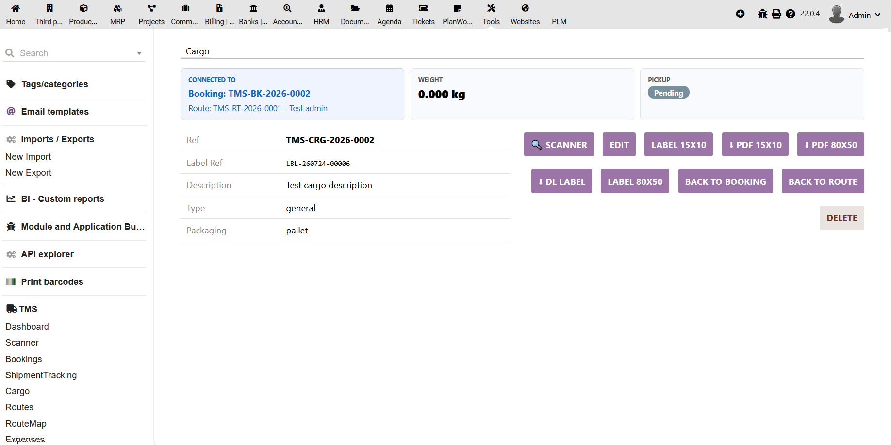 Dolibarr ERP Transport Management System